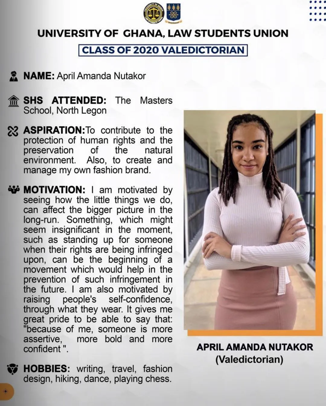 This law student made history as valedictorian for the 2020 University of Ghana graduation