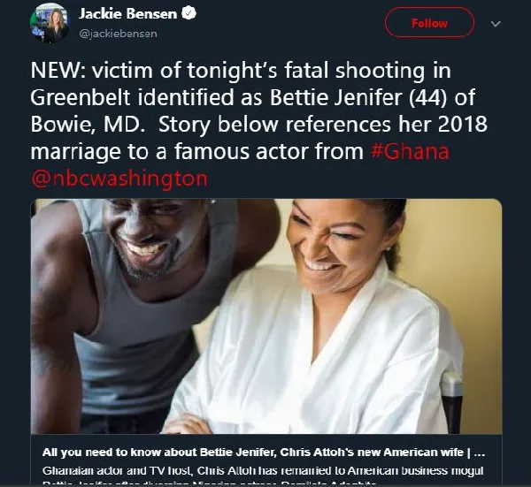 Chris Attoh flies to Maryland after hearing news of his wife’s death