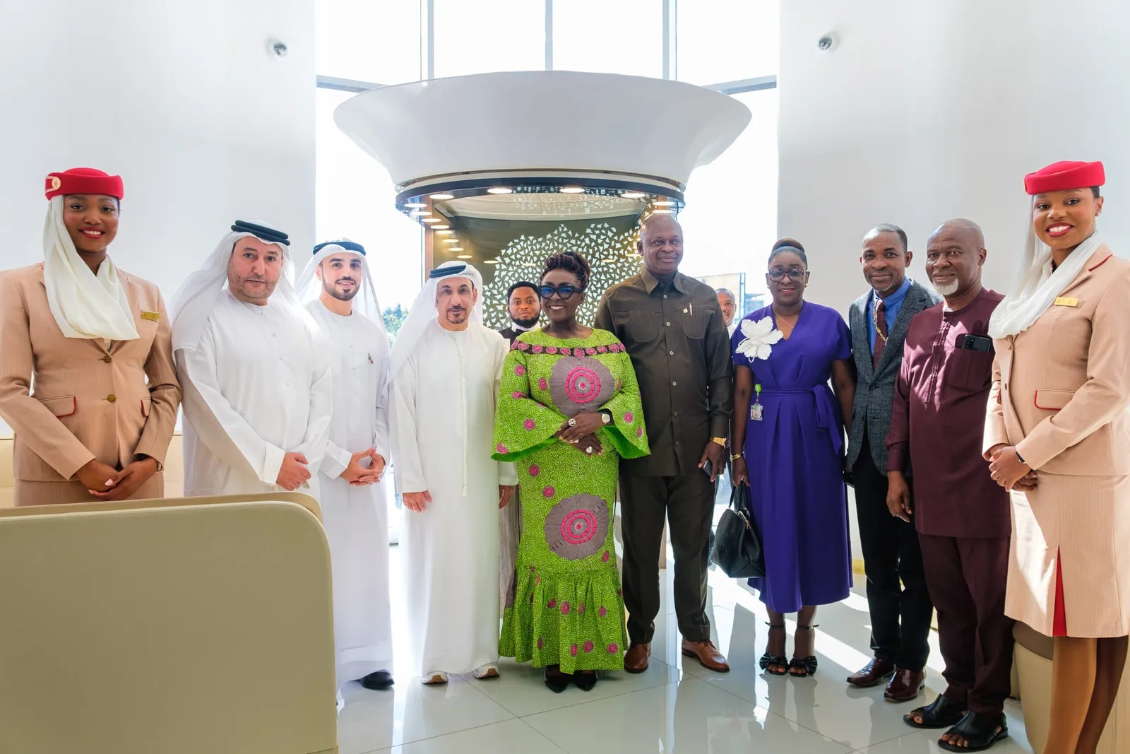 Minister Tourism, Hon Abla Dzifa Gomashie and Emirates staff