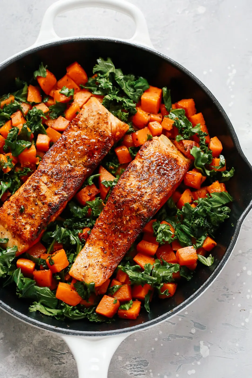 Spicy Salmon Sweet Potato Skillet (Healthy & Delicious)