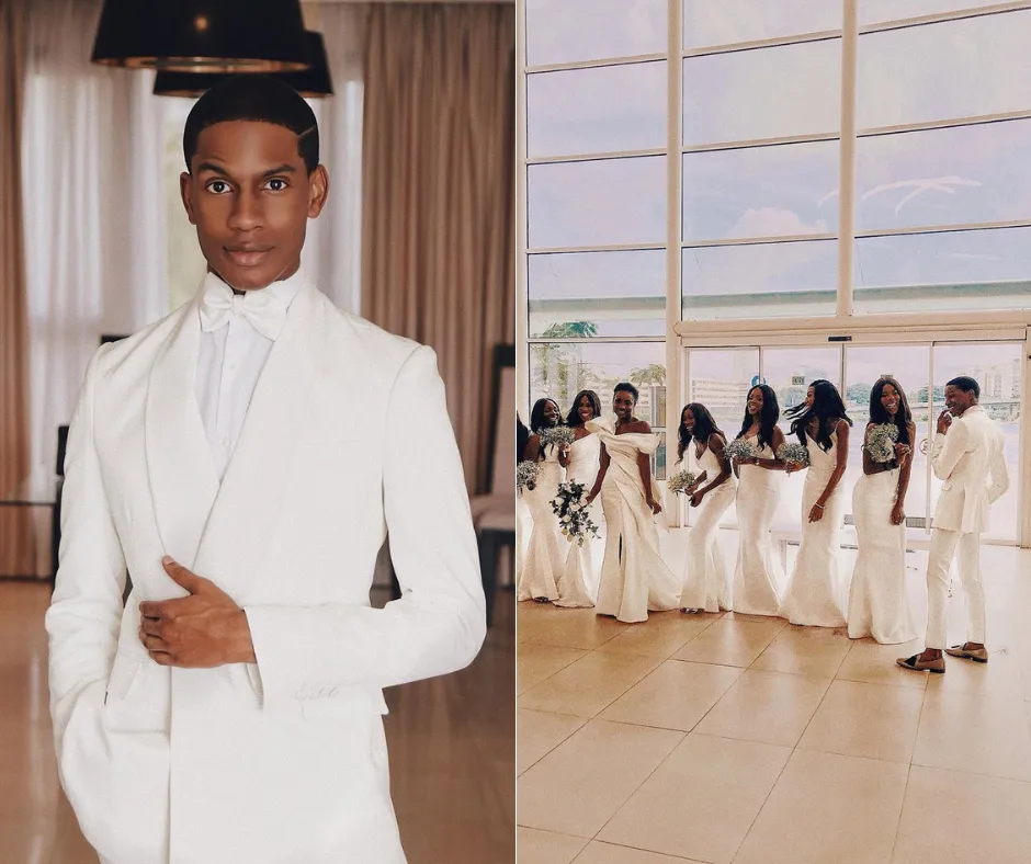 Nigerian fashion blogger, Denola Grey was a bridesman at his friend’s wedding and we can’t stop clapping for him