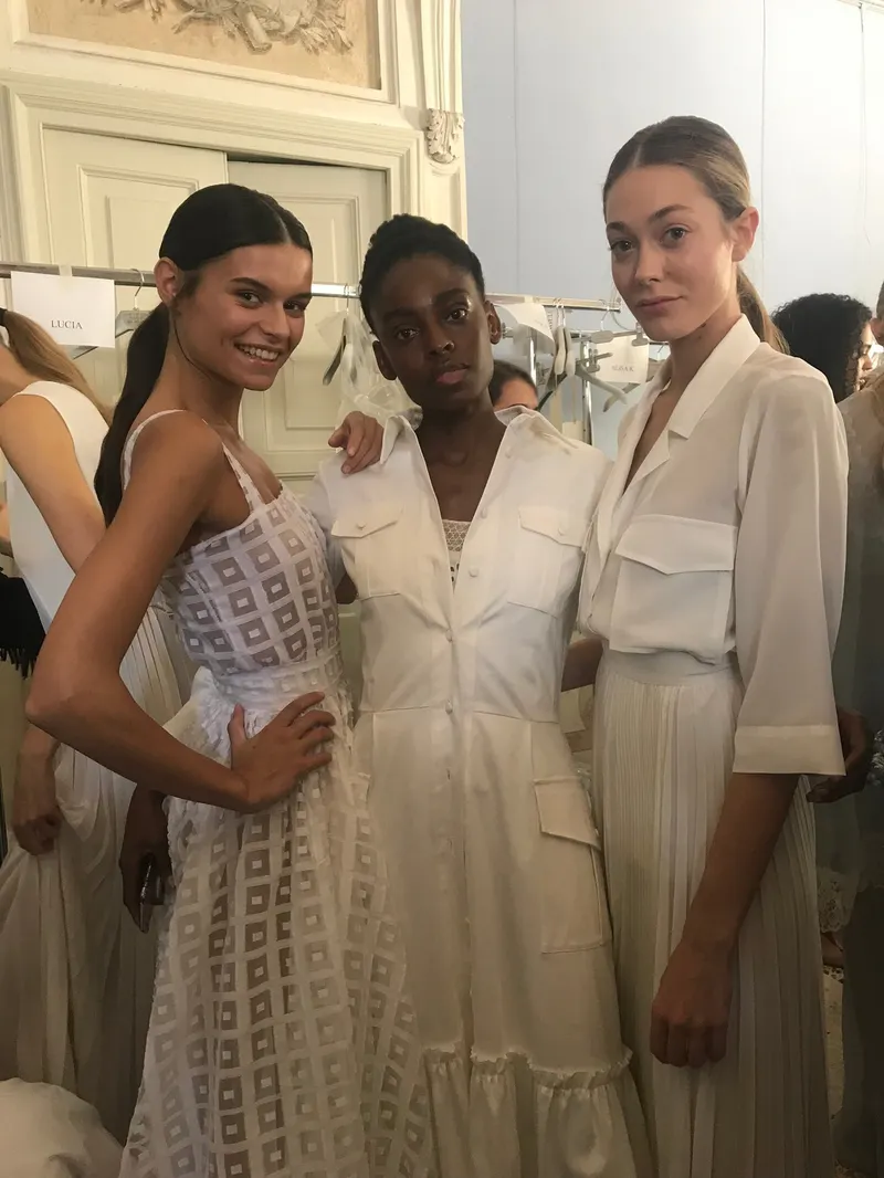 Model Victoria Michaels struts the runway as the only black model at the Luisa Beccaria show